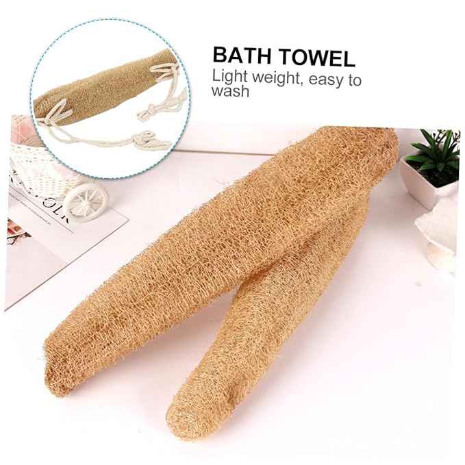 minkissy 2pcs Back Scrubber Exfoliating Band Natural Loofah Back Washer for Shower and Bath Soft Comfortable Material for Cleaning Skin and Pores Bathing Accessory for Family