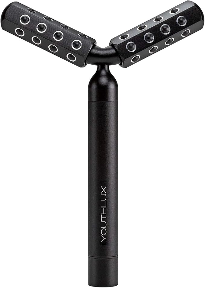 YOUTHLUX Revolution Roller - Germanium Stone Uplifting Face/Body Beauty Massage Tool/Roller/Wand for Skin Tightening/Firming, De-Puffing, Anti-Aging (Black)