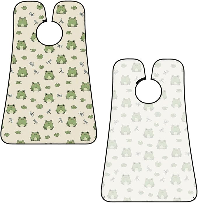 Ultimate Shaving Bib, Beard Trimming Apron with Hair Catcher, Green Frog Animal Cute Frogs