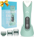 Electric Bikini Trimmer for Women,Electric Razors for Women,Cordless Pubic Hair Trimmer,IPX7 Waterproof & LED Display Mens Ball Trimmers Bikini Shaver for Underarm Leg Arm,Gifts Green