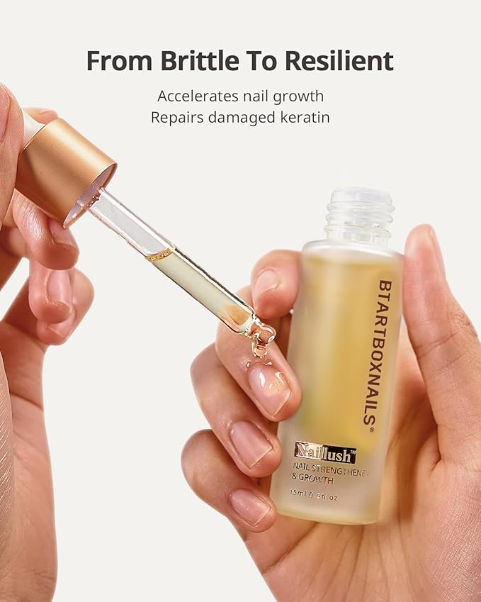 BTArtboxnails Naillush Nail Strengthener & Growth - Repair Damaged Nails, Strengthen Weak & Thin Nails, Extra Strong Nail Growth Treatment, Long Lasting Nail Hardener, 15ml