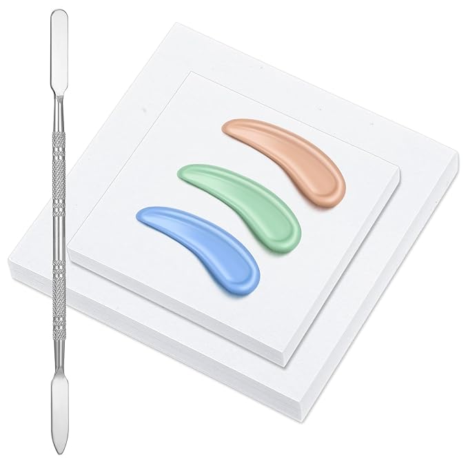 Oruola 100 Sheets Disposable Nail Art Palette Paper,Makeup Mixing Palette Paper,2 Sizes of Waterproof Portable Nail Art Palette with Stainless Cosmetic Spatula for Makeup Nail Gel Mixing Home Salon