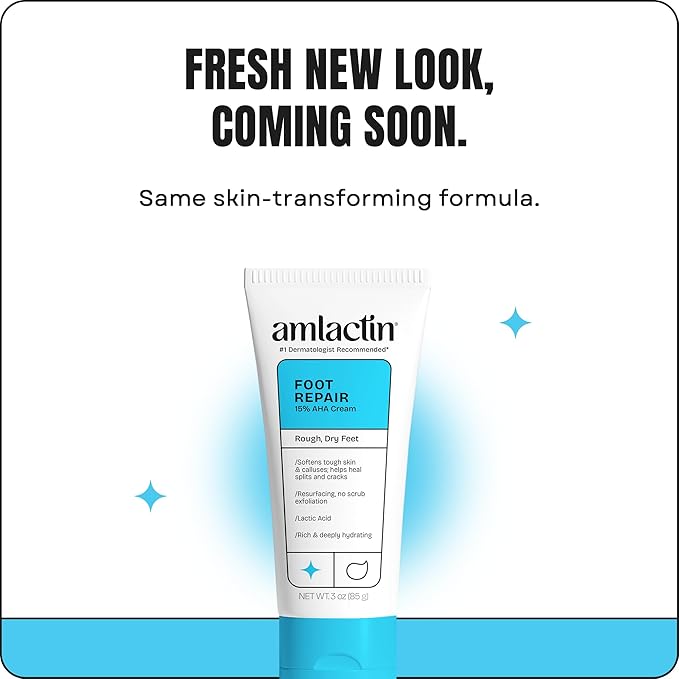 AmLactin Foot Repair Cream - Therapeutic Foot Cream for Dry Cracked Heels and Feet - Callus Softener - No-Scrub Exfoliator and Moisturizer with 15% Lactic Acid AHA - 3 oz (Packaging May Vary)