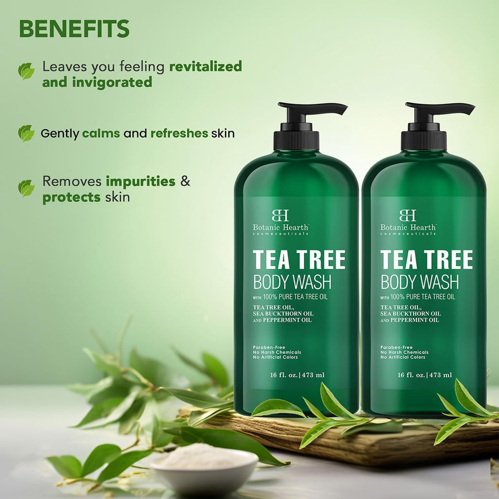 Botanic Hearth Tea Tree Body Wash - 16 Fl oz Pack of 2