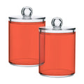 SHJI Tomato Red Qtip Holder Organizer Dispenser Cotton Swabs Cans Plastic Jars with Lid Set 2 Pack Bathroom Storage Canister for Cotton Ball Floss Cotton Pads