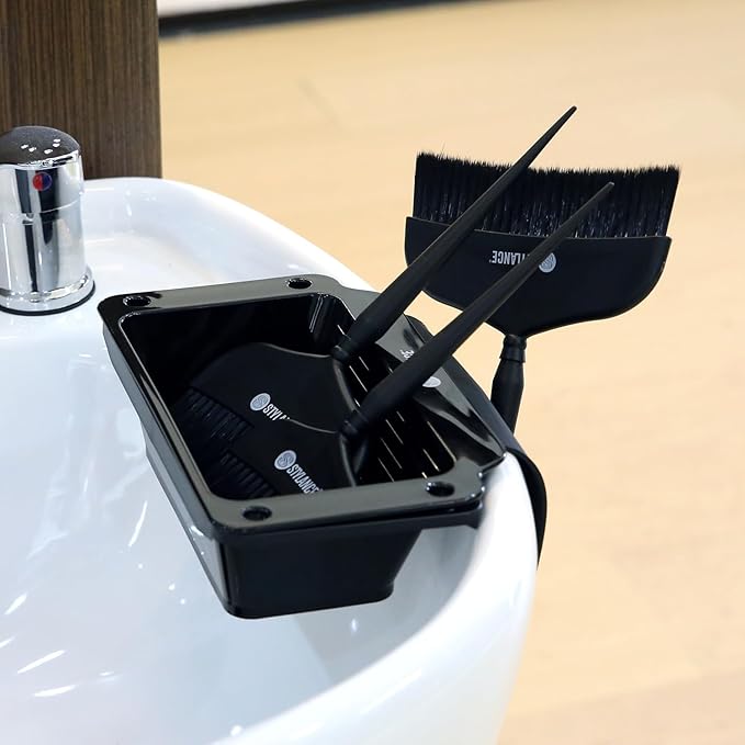 STYLANCE Toning Tub Hair Dye Bowl，Professional Hair Dye Color Mixing Bowl，Suction to Sink & Shampoo Station，For Salon and Home, Black