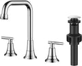 FORIOUS Widespread Bathroom Faucets Polished Chrome, 3 Hole Faucet for Bathroom Sink with Pop Up Drain for 8 Inch Vanity RV Camper Lavatory Sink