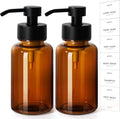 RACOBOT Amber Foam Soap Dispenser, 14.1 oz/400ml Foaming Hand Soap Dispenser, 2 Pack Glass Foaming Dispenser for Bathroom & Kitchen, Refillable Liquid Dispenser Bottle with Waterproof Labels