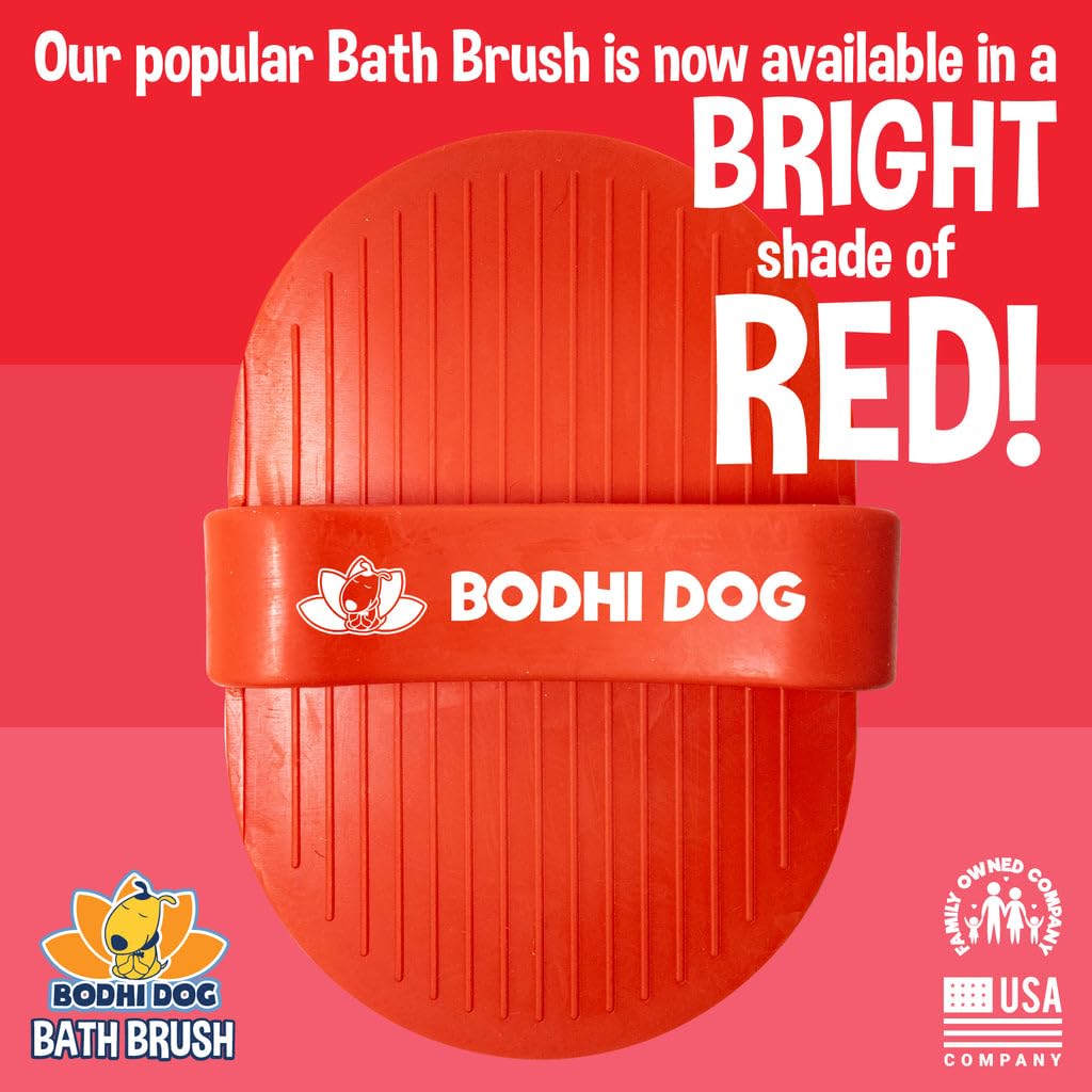 Bodhi Dog Shampoo Brush - Pet Grooming & Bath Supplies for Dogs and Cats - Bath Brush for Long & Short Hair - Premium Scrubber for Shower, Showerhead, Sprayer & Bathing (One Pack, Red)