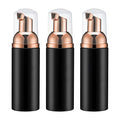 Owlyee Travel Foam Pump Bottle - 2oz Small Size Foaming Hand Soap Dispenser - Mini Portable Mousse Lash Shampoo Kit Container for Hair - Empty Leak Proof Plastic Rose Gold &Black Foamer 3Pack