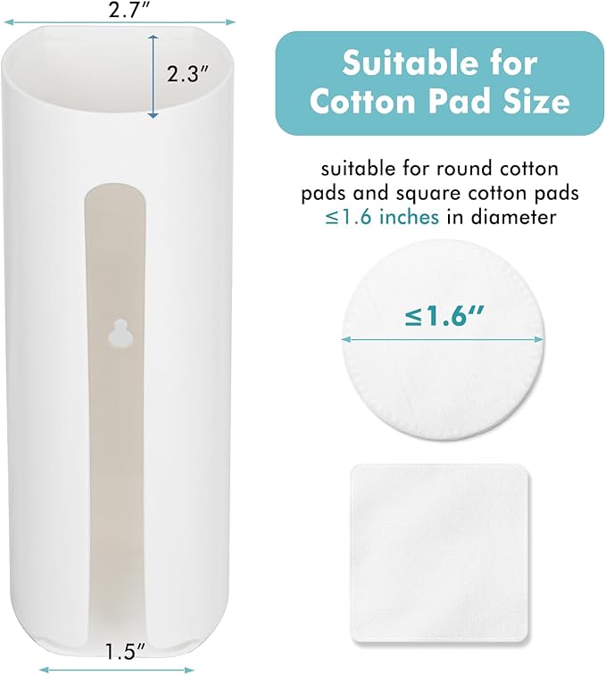 IWNTWY Cotton Pad Holder, Wall Mounted Cotton Rounds Holder Dispenser Face Pad Holder Makeup Organizers Containers for Bathroom