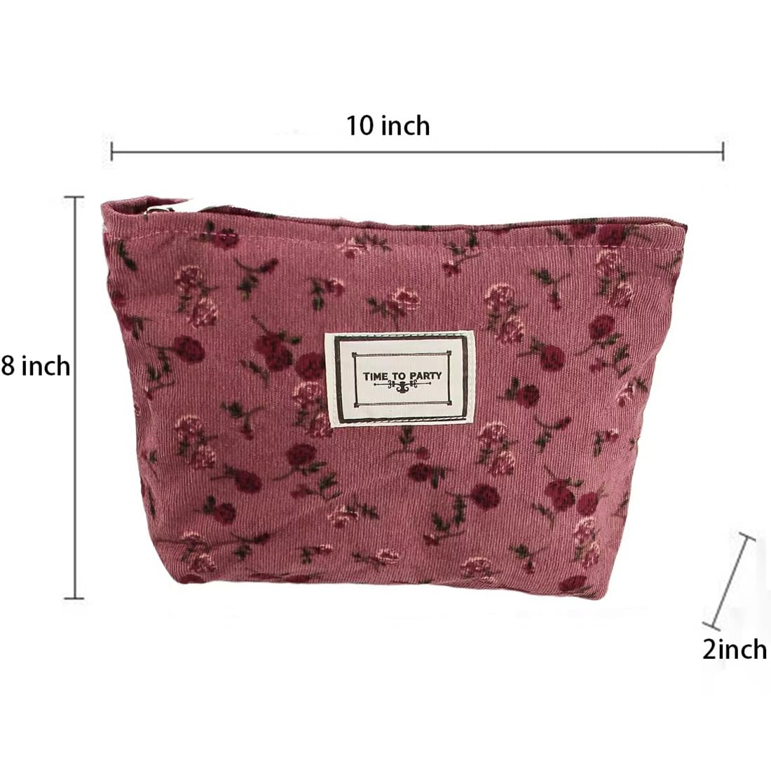 SxoSyo Cosmetic Bags for Purse, Floral Makeup Bag, Dark Red Rose