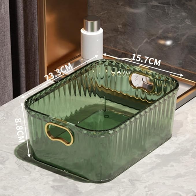 Acrylic Makeup Storage Bin Jewelry Organizer Storage Container Lightweight Multipurpose Portable for Pantry Laundry Accessory, Dark Green