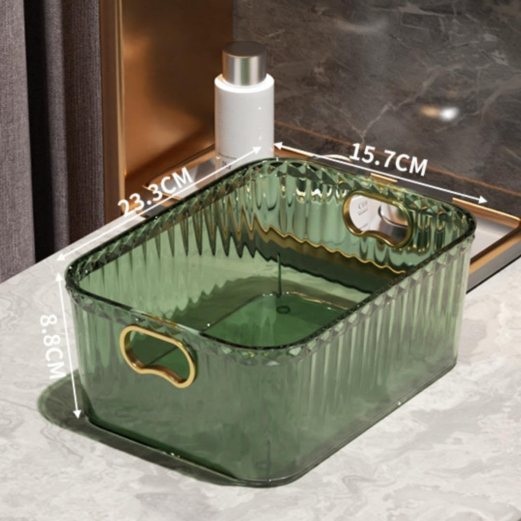Bothyi Acrylic Makeup Storage Bin Jewelry Organizer Storage Container Lightweight Multipurpose Portable for Pantry Laundry Accessory, Dark Green