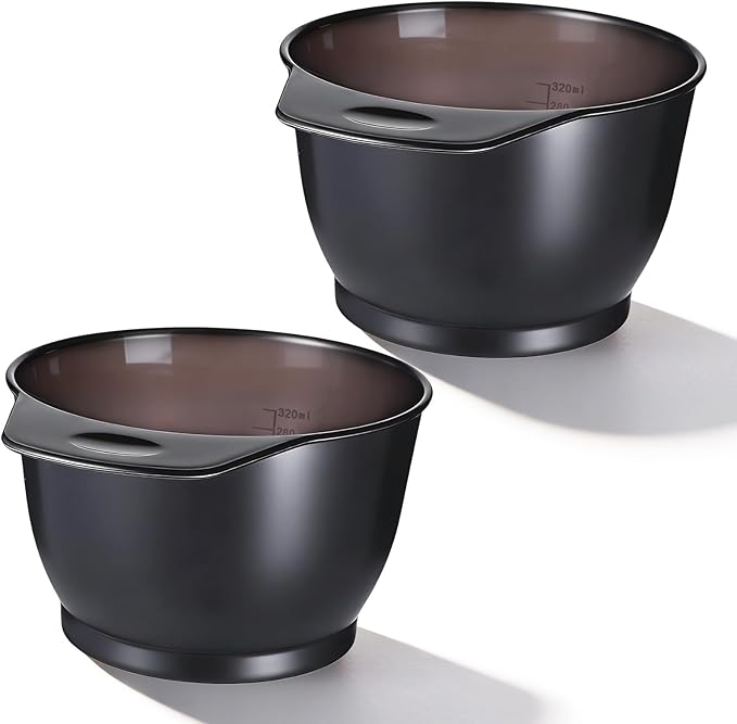 Qulkws 2 Pcs Hairs Dye Bowles Hair Color Bowl Plastic Hair Color Mixing Tint Bowls Applicator Bowls Hairs Dyeing Coloring Tools for Salon (Transparent Black)