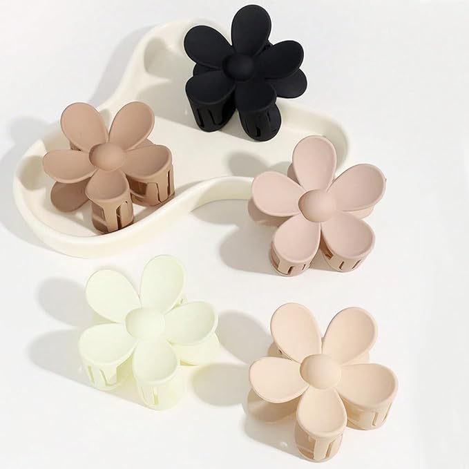 Flower Hair Clips for Women 8PCS, Big Hair Claw Clips Large Daisy Matte Hair ClipsStrong Hold Jaw Claw Clips for Thick Thin Hair 8 Colors