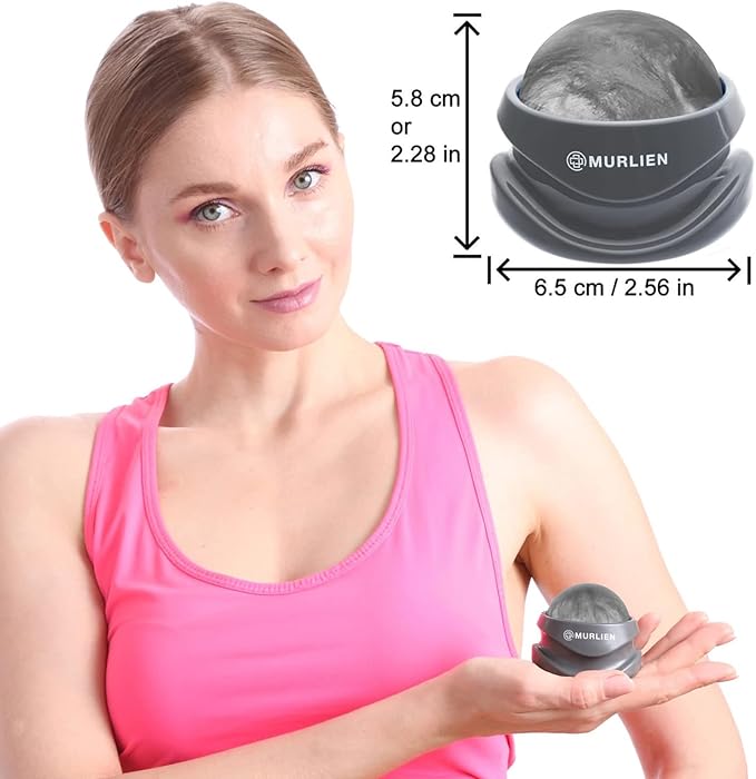 MURLIEN Massage Roller Ball, Tight and Sore Muscles Relief, Manual Massager, Alleviating Shoulder, Arms, Back, Legs, Calves or Muscle Tension - Gray