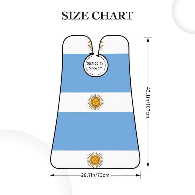 NOUZU Argentine Flag Print Beard Bib Apron For Men, Beard Hair Catcher For Men Shaving Trimming,Beard Cape Cloth