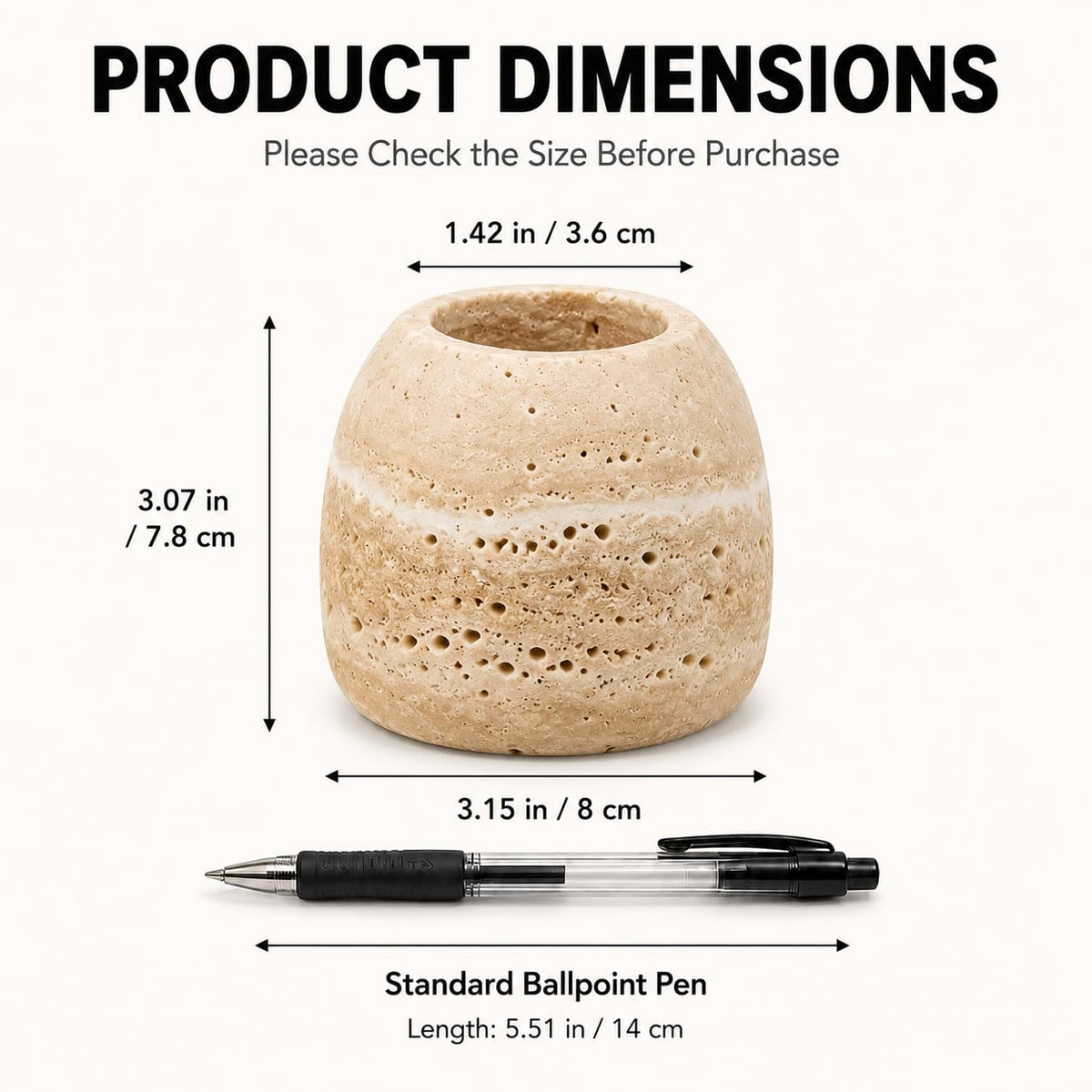 SIRIZEN-DIVING Travertine Toothpick Holder, Small Stone Cup Organizer