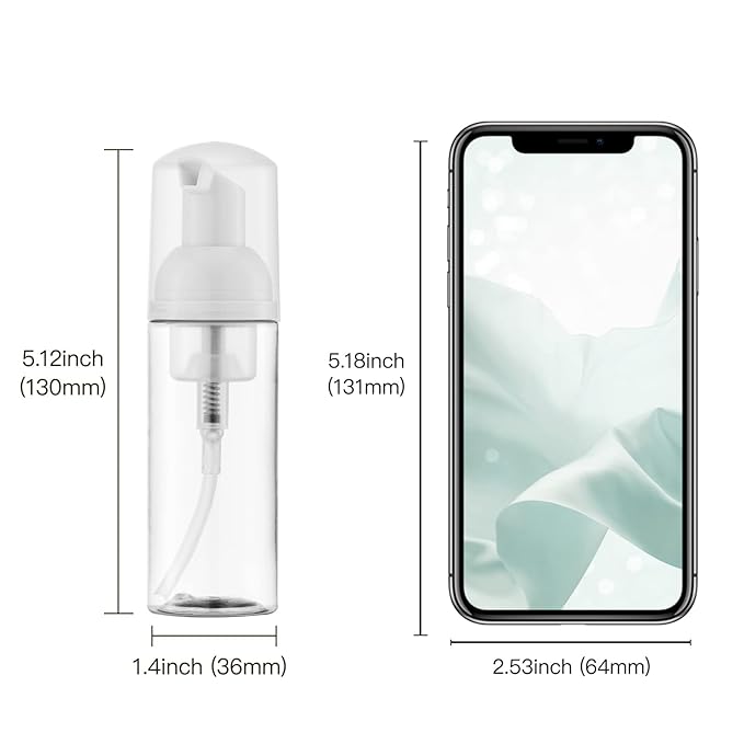 Owlyee Travel Foam Pump Bottle - 2oz Small Size Foaming Hand Soap Dispenser - Mini Portable Mousse Lash Shampoo Kit Container for Hair - Empty Leak Proof Plastic Clear Foamer 30Pack