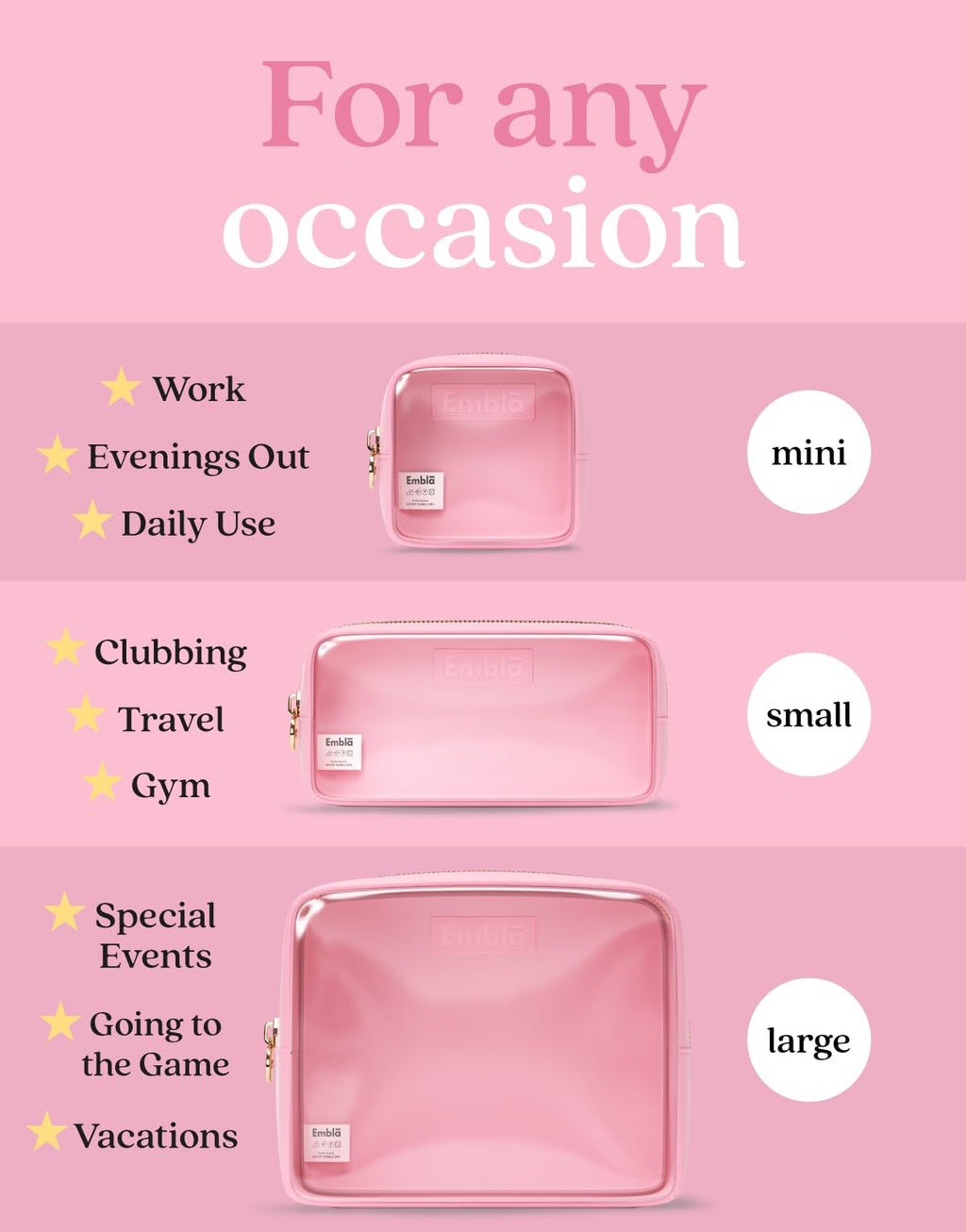 Makeup Bags for Women, 3 Bag Set, Travel Cosmetic Organizer, Toiletry Pouch