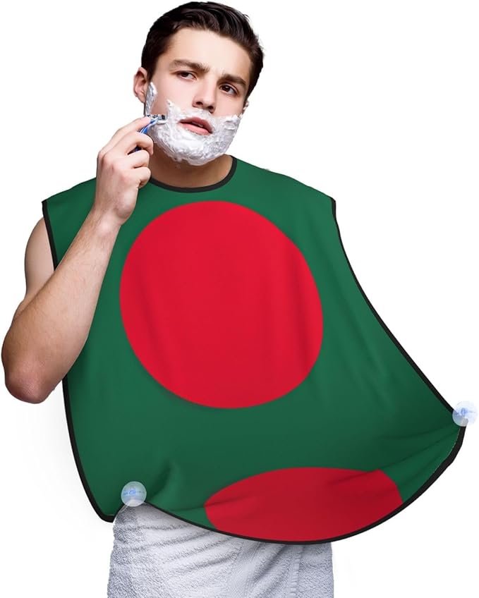 Flag Of Bangladesh Print Beard Bib Shaving Apron, Beard Hair Trimming Cape Gift For Dad