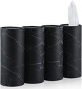 SINGARO Car Tissue Holder, 4 Pack Car Cup Holder Facial Tissues with Travel Tissue Bag, Quick and Convenient Flower Combination Car Tissue Box(4 Canisters/200 Tissues) Black