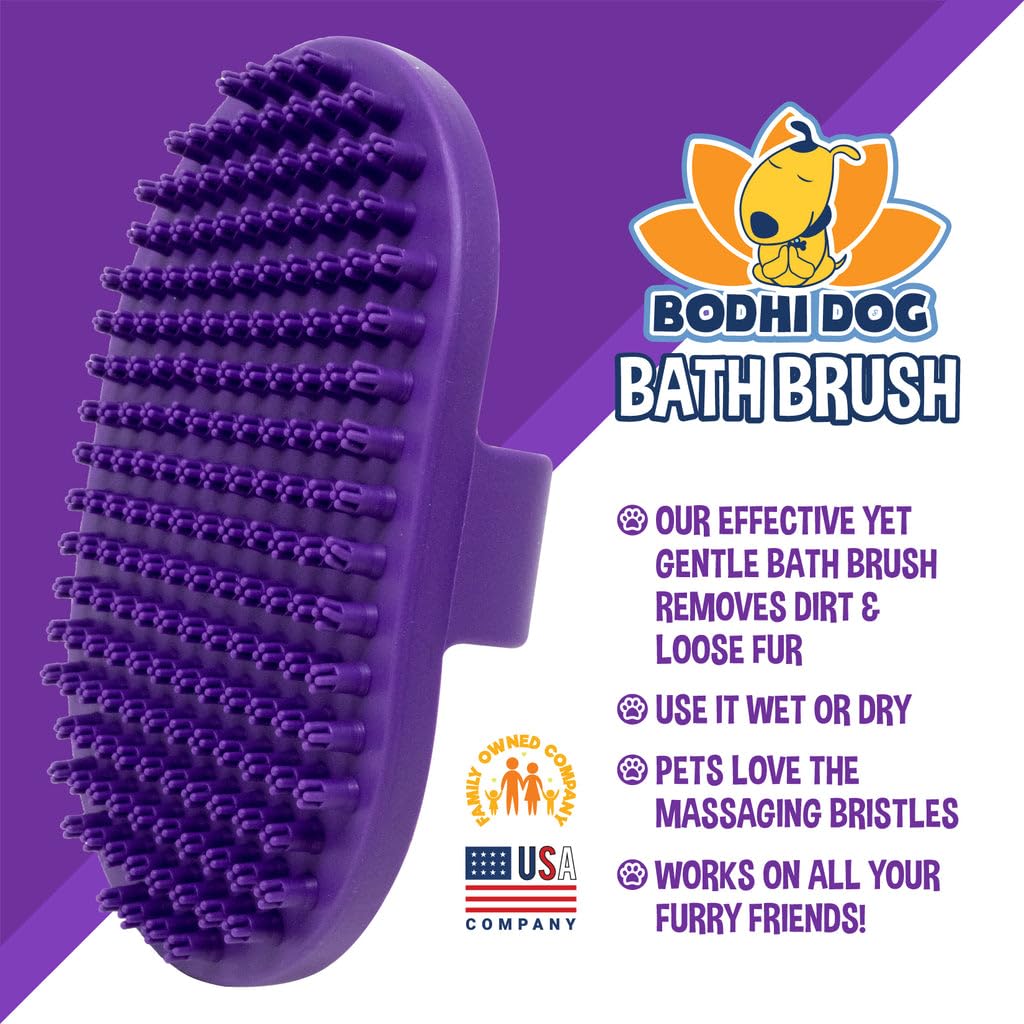 Bodhi Dog Shampoo Brush - Pet Grooming & Bath Supplies for Dogs and Cats - Bath Brush for Long & Short Hair - Premium Scrubber for Shower, Showerhead, Sprayer & Bathing (One Pack, Purple)