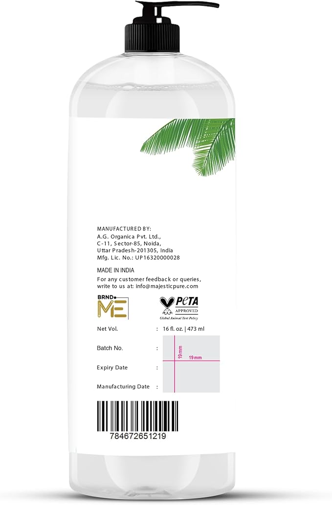 Majestic Pure Fractionated Coconut Oil – Lightweight Liquid Carrier Oil for Essential Oils, Massage, Skin, Hair & DIY Personal Care Applications -16 Fl Oz