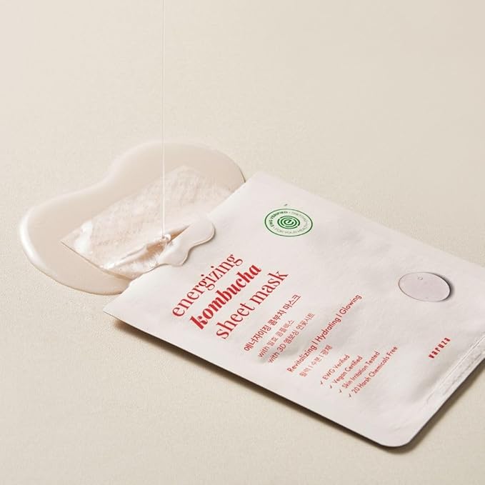 varuza EWG Verified Kombucha Sheet Mask Lyocell 3D Snow Crystal Sheet Fermented Bifida 20 Harsh Chemicals Free Clean & Radiant Skin 5 Count