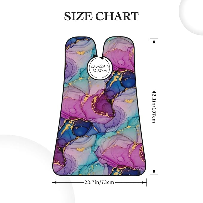 Adjustable Beard Bib, Non-Stick Hair Catcher Cape for Men's Shaving, Waterproof with 2 Suction Cups, Purple Gold Marble Shave Bib