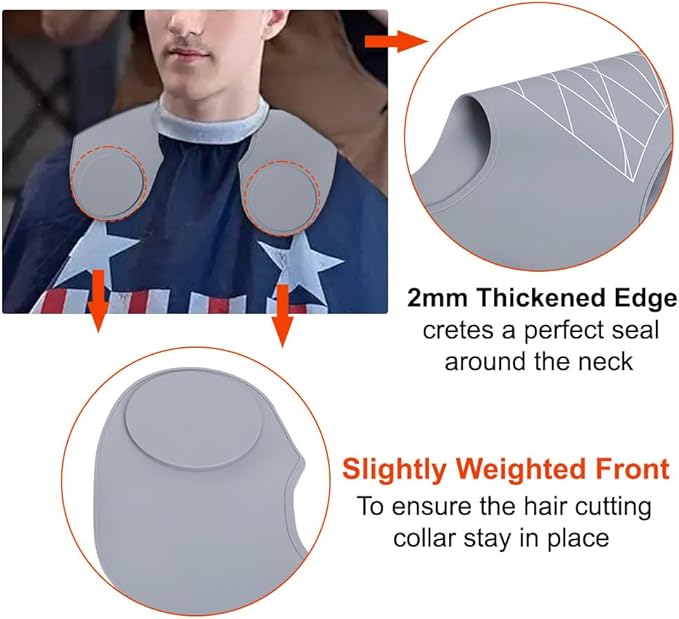 Derkerry Silicone Hair Cutting Guide Collar Waterproof Cutting Mat - Grey