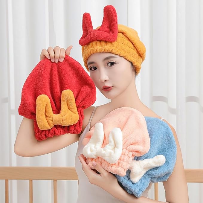 YUMINGUHC Microfiber Hair Drying Caps for Women Pink