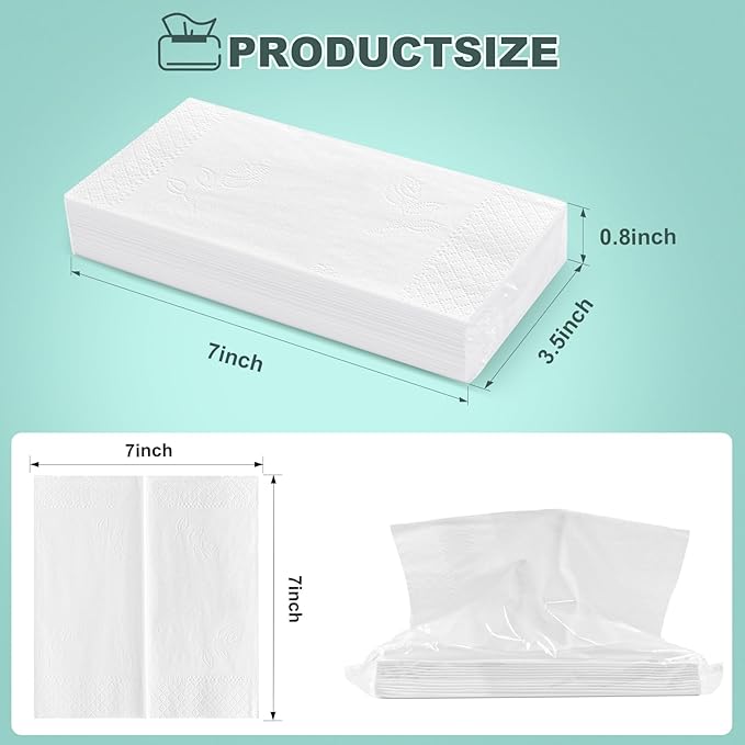 4-Ply Car Tissue Refills (1920 Layers) - 16 Pack Travel Size Tissues, Soft & Strong Disposable Facial Tissues for Car, Office, Home - 480 Sheets