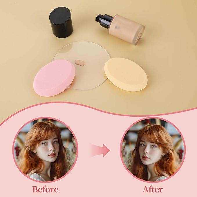 2 Pack Oval Puff Egg Foundation Sponge Oval Makeup Sponges Professional Makeup Sponge for Eye Foundation Blush Application Forehead Cheeks, Dry and Wet (Skin Tone and Pink)
