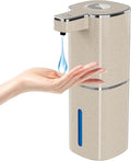 Automatic Liquid Soap Dispenser, Touchless Rechargeable Hand Soap Dispenser, 4 Adjustable Levels, 1200mAh Battery, Large Display, for Kitchen & Bathroom (Light Khaki, Liquid)