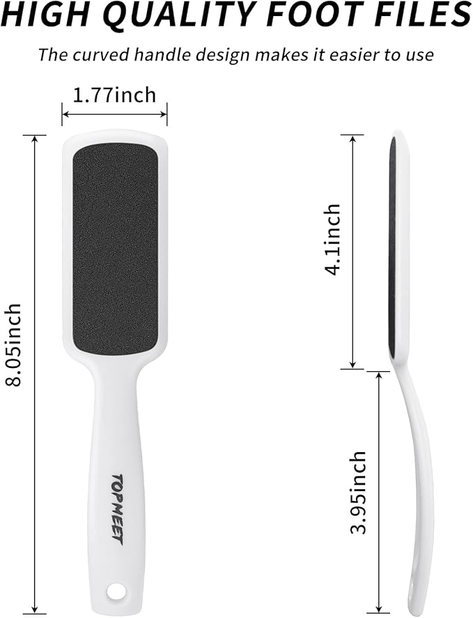 Topmeet Foot File for Dead Skin - Dual Sided Foot Rasp Callus Removers, Professional Pedicure Tool for Soft, Smooth Feet (White)