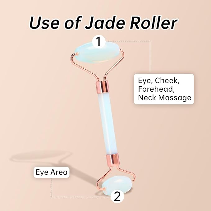 Olaemuo Jade Roller for Face, Opal Gua Sha Set Facial Massgae Tools
