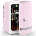 Electactic Mini Fridge for Skincare, 4L/6 Cans Small Cosmetic Fridge for Makeup & Beverage, Portable Desk Fridge Cooler and Warmer for Kids, Bedroom, Countertop, Pink