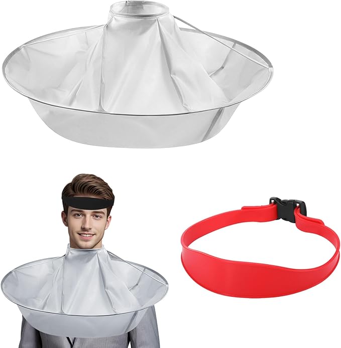 Hair Cutting Capes for Adults, Professional Salon Barber Cape Set, Foldable Waterproof Self Haircut Kit for Men Women, Haircut Cape Apron Self Cut System Accessories, Red