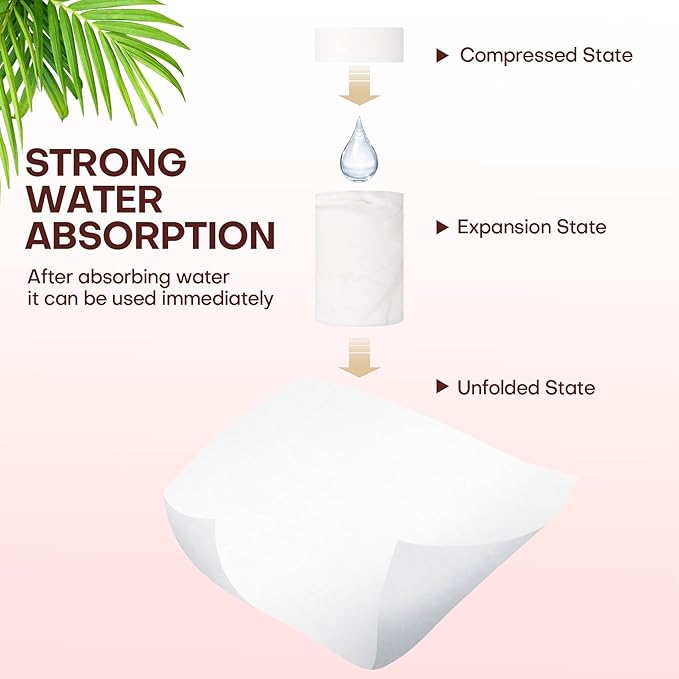 FCaeon Compressed Towel Tablets for Travel, 100 Disposable Face Towels
