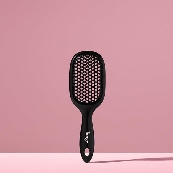L'ANGE HAIR Detangling Vented Brush | Flexible Bristles for Wet or Dry Hair | Gentle Glide to Reduce Breakage | Ergonomic Shower Brush | Great for All Hair Types & Sensitive Scalps (Black)