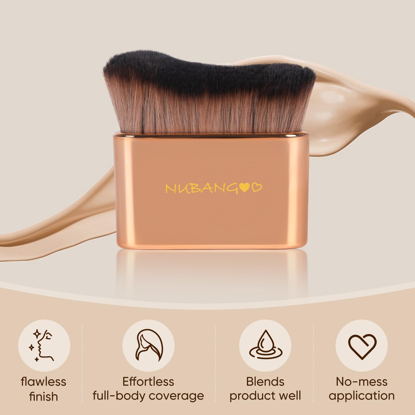 NUBANGOO Professional Kabuki Foundation Brush,Makeup Brush, Self Tanner Brush,Self Tanning brush,Foundation Makeup Brush Cream Powder Liquid,Face Neck Body Leg Tanning Makeup (Pink Gold)