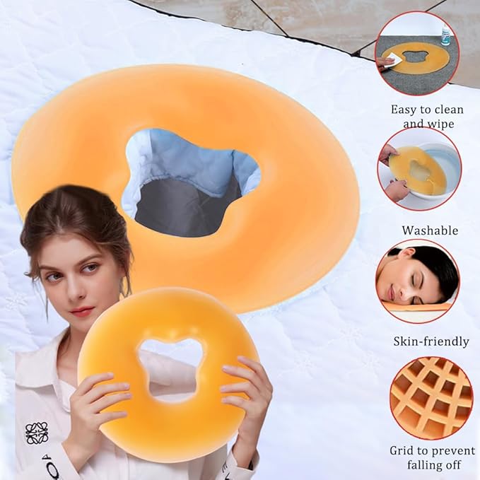OULIGET Silicone Face Massage Pillow,SPA Beauty Face Relax Headrest,Salon Skin Care Soft Overlay Travel Head Support,Yellow