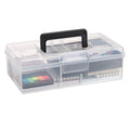 JUXYES Clear Art Craft Supply Storage Bin Sewing Box With Handle Lid