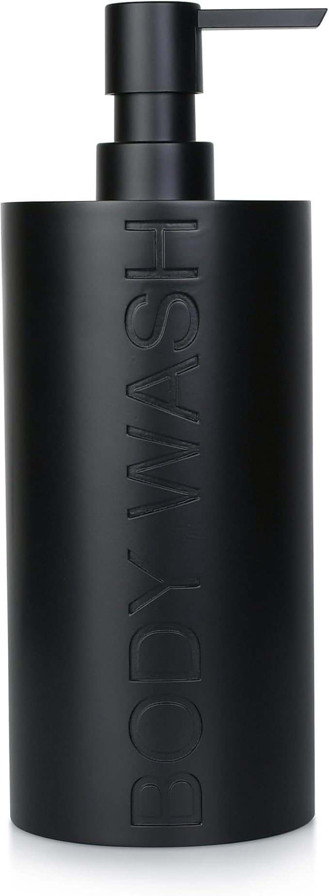 Indecor Home Matte Black Body Wash Dispenser Luxurious Refillable Pump Bottle with Embossed Text, Durable Construction for Bathroom and Shower