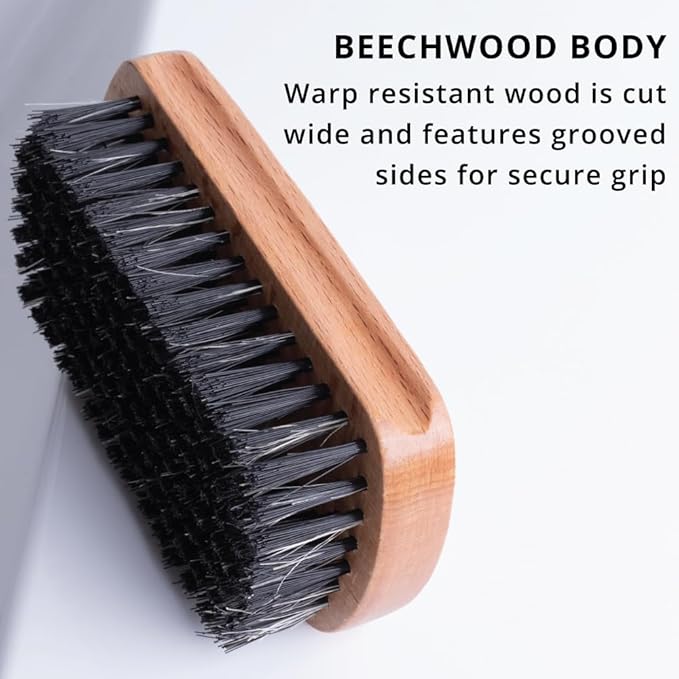 Royal Shave Boar Mix Bristle Beard Brush – Handmade Beechwood Grooming Brush for Thick, Coarse & Curly Beards (2 PACK)