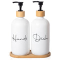 17 oz Hand Soap Dispenser Empty Glass Lotion Pump Bottles, Refillable Liquid Dish Soap Bottles for Bathroom, Kitchen Sink, White, 2 Pack