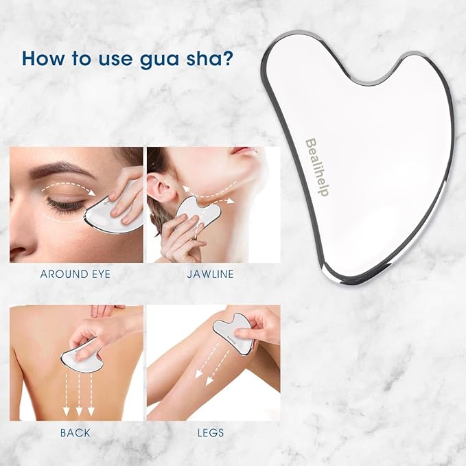 Bealihelp Face Roller and Gua Sha, Stainless Steel Facial Roller and Guasha Tool for Face, Skin Care Roller for Wrinkles and Lifting, Improve Puffiness, Metal Face Massager for Eyes, Neck Tighten
