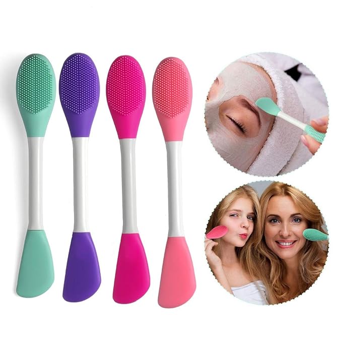 LASSKY Silicone Brushes,Double-Ended Silicone Face Mask Brush,Facial Cleansing Brush, Premium Soft Facial Masks Other Skin Care Applicator Tool for Cream, Body Lotion,Moisturizer (Purple)
